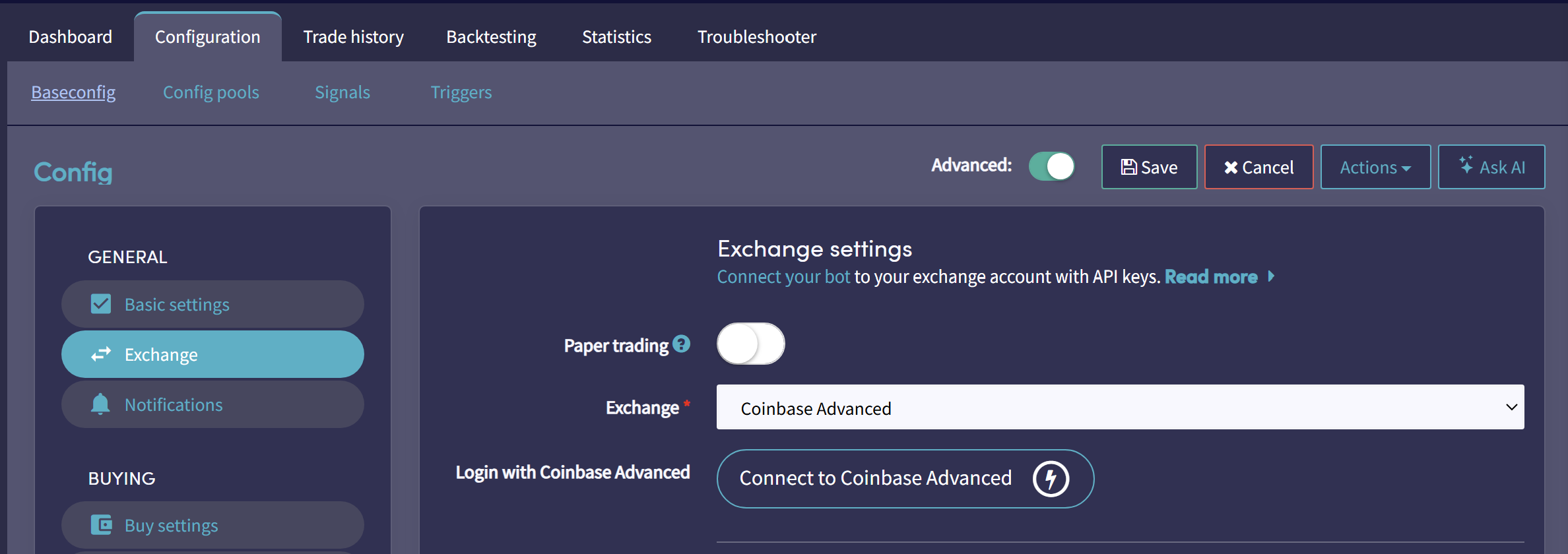 Cryptohopper - Select exchange